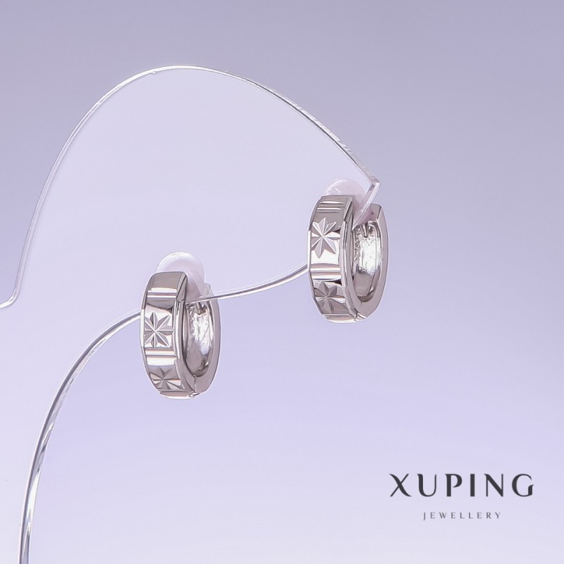 Sale! Xuping earrings, length 13mm, thickness 4mm rhodium