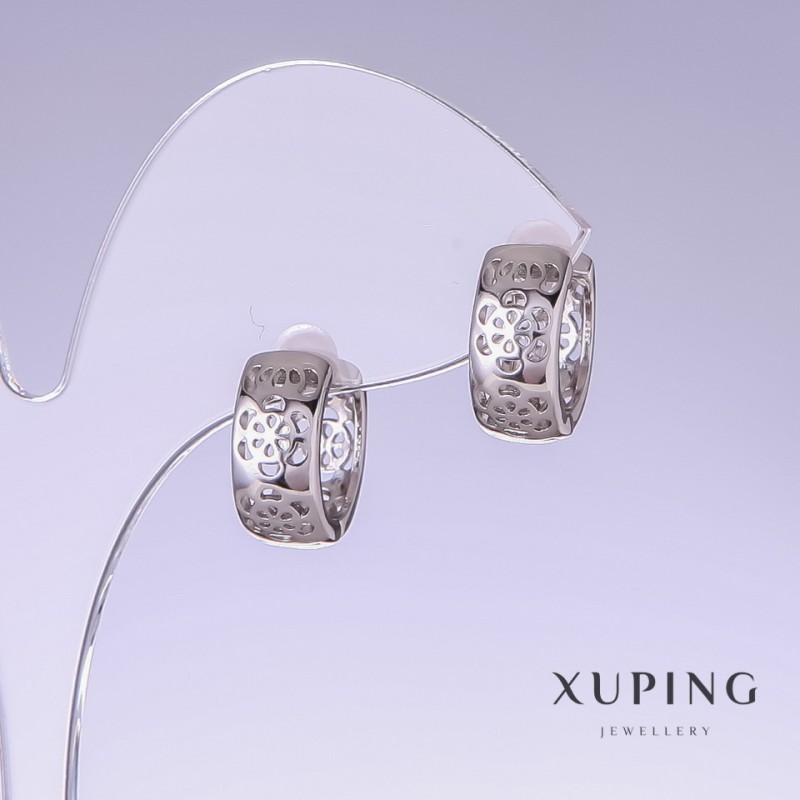 Xuping Earrings, length 14mm, thickness 6mm rhodium