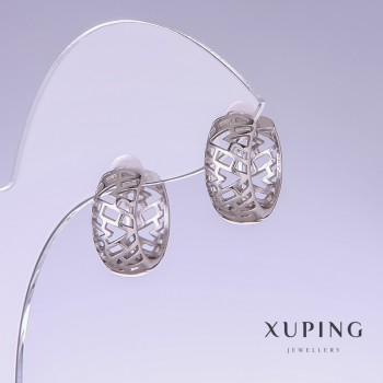 Discount! Xuping Earrings, 16 mm length, 7 mm thickness, rhodium-plated