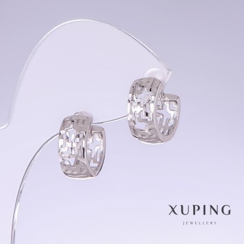 Sale! Xuping Earrings, length 14 mm, thickness 6.5 mm, rhodium