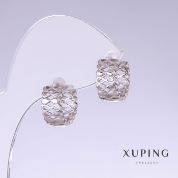 Discount! Xuping Earrings, 13mm length, 7mm thickness, rhodium-plated