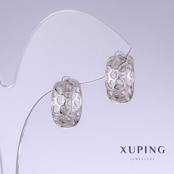 Xuping Earrings, length 16mm, thickness 7mm, rhodium