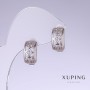 Discount! Xuping Earrings, 15mm length, 8mm thickness, rhodium