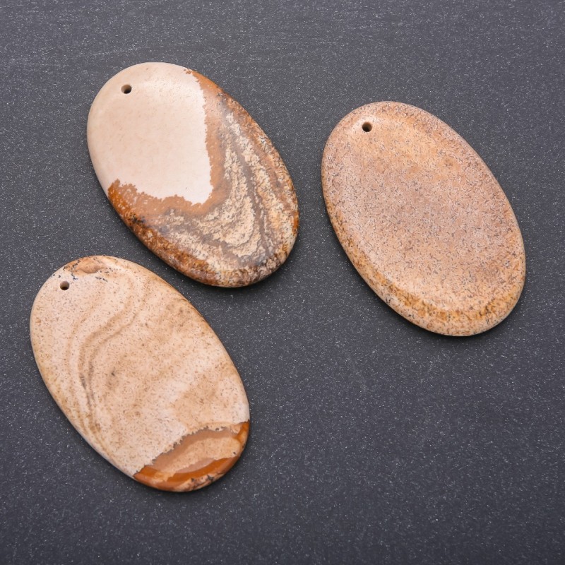Landscape Jasper Oval Pendant 35×55 mm