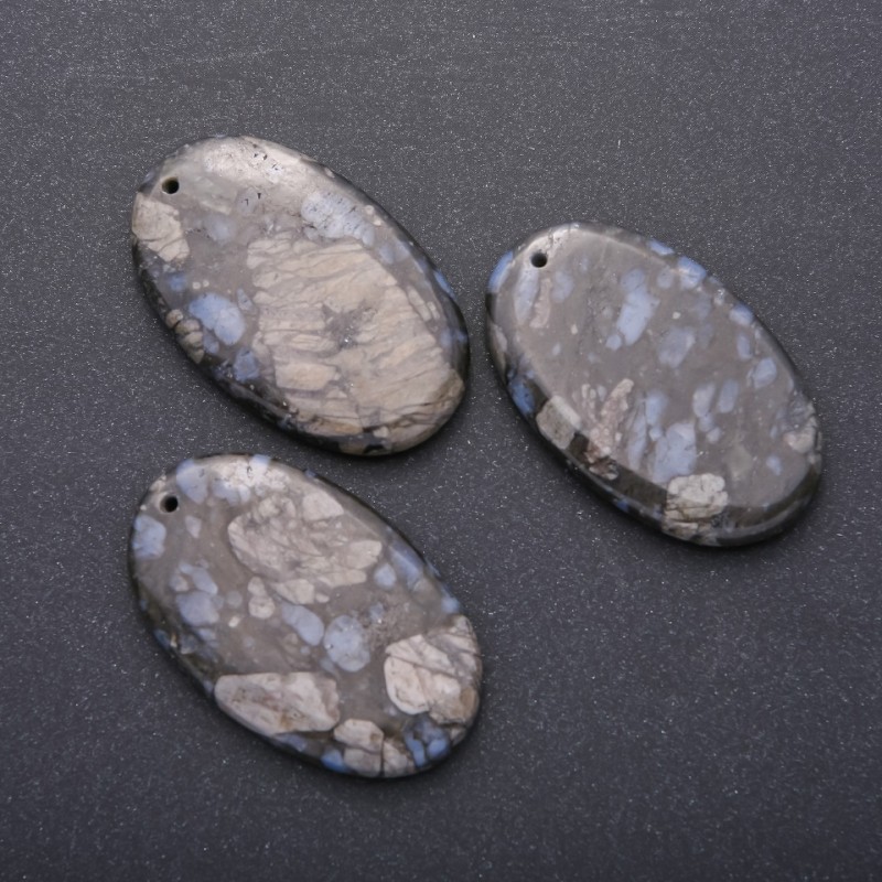 Natural Jasper Stone Pendant, Oval 55x35 mm