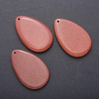 Teardrop pendant of natural aventurine stone 'Golden Sand' 35×55 mm