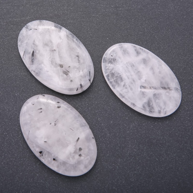 Pendant made from natural quartz stone "Hair Quartz" oval 55×35 mm (±)