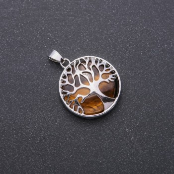 Tiger's Eye Pendant in a 'Tree' Bezel, 27 mm diameter