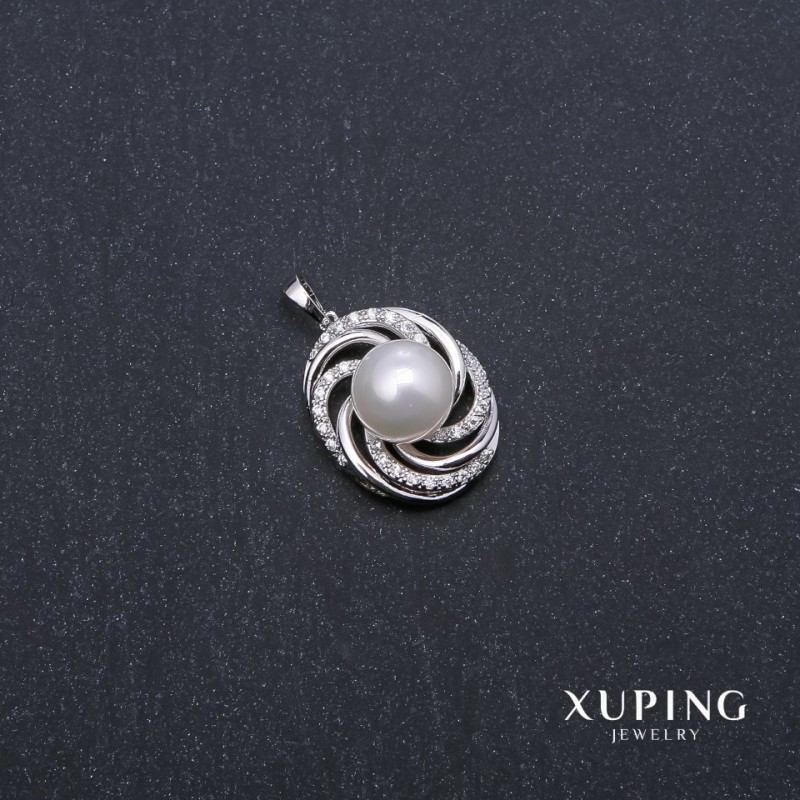 Xuping pendant with 'Mallorca' pearls 23×19×32 mm rhodium 18k
