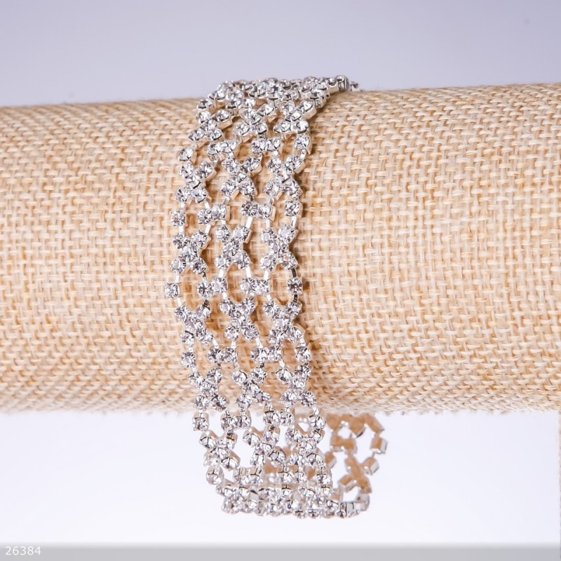 Rhinestone bracelet 'White', width 22mm, length 19cm 'Silver'