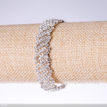 Rhinestone bracelet 'White', width 16mm, length 19cm 'Silver'