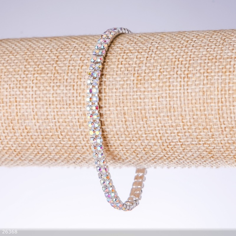 Two-row crystal bracelet 'Chameleon', width 5mm, length 19cm 'Silver'