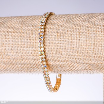 Two-row Crystal Bracelet 'Chameleon', width 5mm, length 19cm 'Gold'