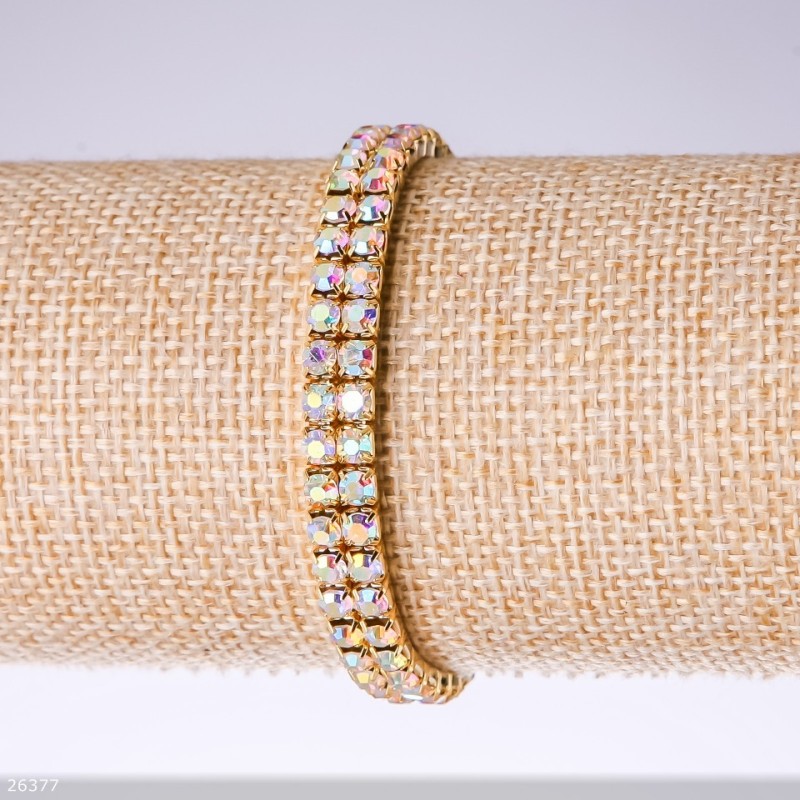 Two-row rhinestone bracelet 'Chameleon' stretch, length 18 cm
