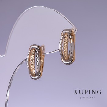 Sale! Earrings Xuping 17x7mm '18k Gold Plating, Rhodium'