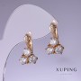 Xuping Earrings with White Cubic Zirconia, 11 × 4.5 mm, 18K Gold Plating