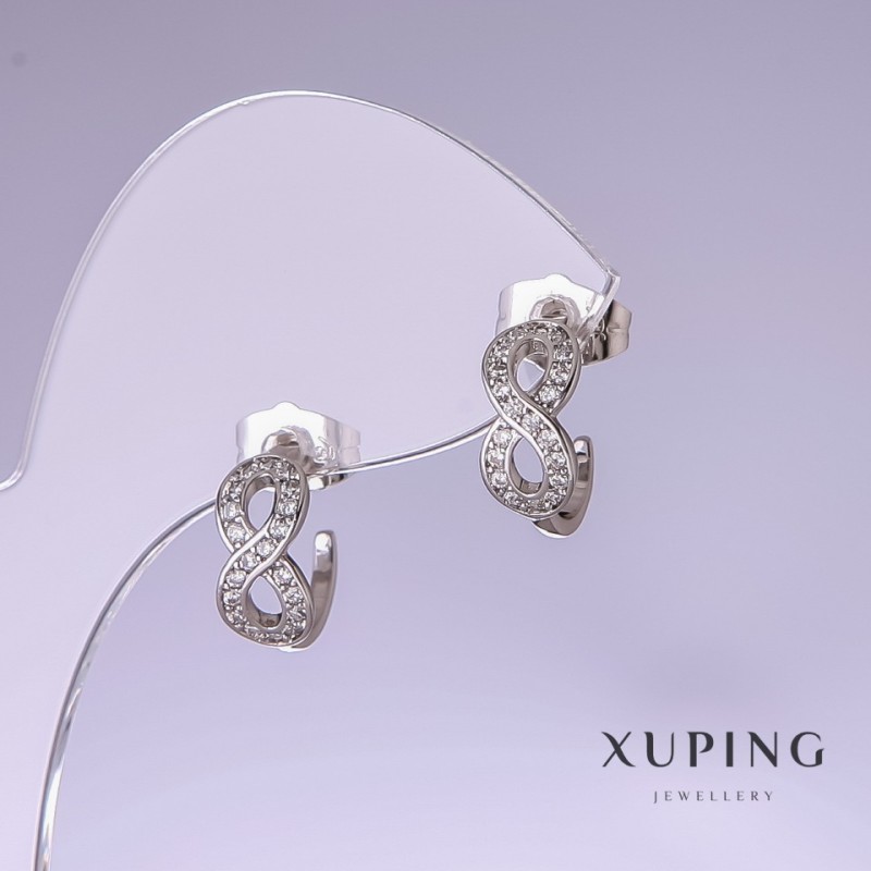 Discount! Xuping Infinity Earrings Rhodium 13×5mm