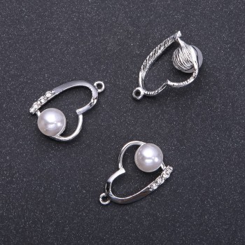 Heart pendant finding 'Light Silver' diameter 4 mm, length 18 mm, packaging 5 pcs (+ -)