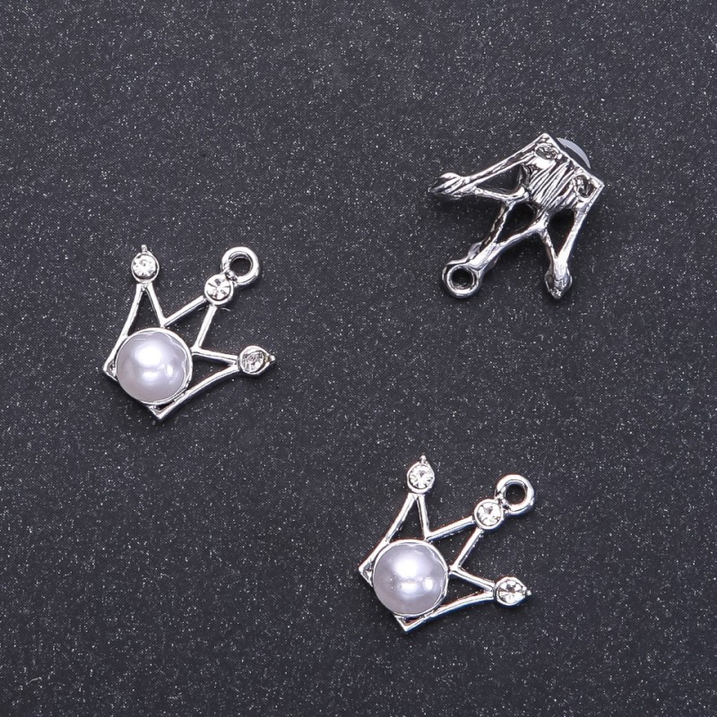 Pendant Crown with Bead hardware, outer diameter 17 mm, length 18 mm, inner diameter 1.8 mm, packaging 5 pcs. (+ -)