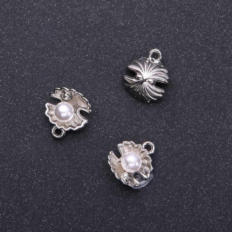 Pendant Findings 'Pearl' Silver, 13 mm diameter, 15 mm length, in-dmm packaging 9 pcs (+/-)