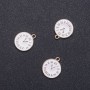 Pendant 'Clock' with white enamel and gold-tone, diameter 15 mm, length 17 mm, diameter 1.75 mm, pack of 8 pcs (±)