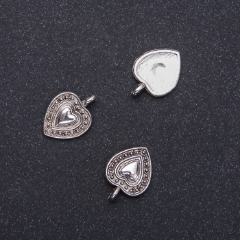 Heart pendant finding, diameter 13 mm, length 18 mm, packaging 15 pcs. (+-)