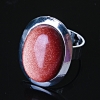 SALE Aventurine Ring 'Golden Sand' Smooth Bezel Flat 'M' Oval Stone 2.2 × 1.7 cm No Size