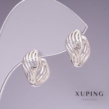 Discount! Xuping 13x7mm Rhodium Earrings