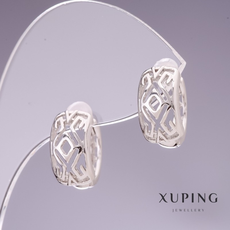 Discount! Xuping 7x14mm Rhodium Earrings