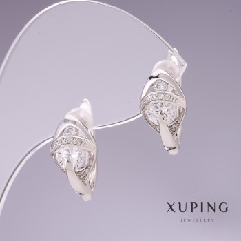 Discount! Xuping earrings with white zircons 14x9mm rhodium-plated