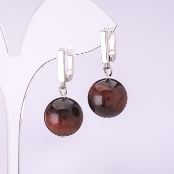 Earrings 'Elegant' Bull's-eye Smooth Ball, 14mm Diameter
