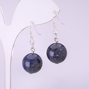 Azurite Earrings smooth ball, 12mm diameter