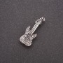 Brooch Mini Guitar with Crystals Gray Metal 28×10mm