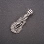 Guitar Brooch in Rhinestones Gray Metal 50x19mm