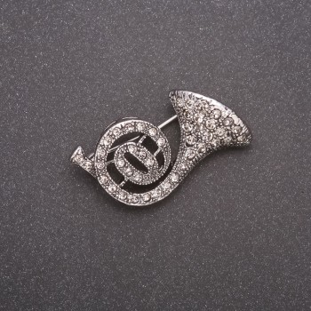 Crystal-Tube Brooch in Gray Metal 30x20mm