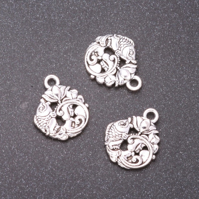 Fish Pendant Findings, 14×17 mm, inner diameter 17 mm, weight 20 g ± 12 pcs