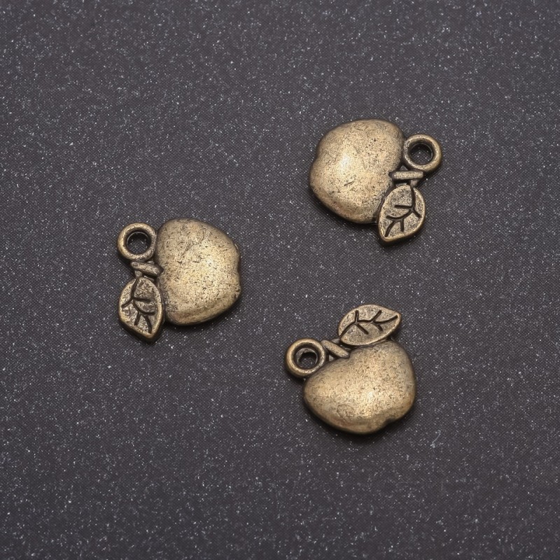 Bronze Apple Pendant, 11×11 mm, bore 1.5 mm, pack size 20 g ± 24 pcs