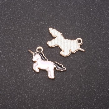Pendant Finding - Unicorn, Black Enamel Finish, Pack of 9, 22×12 mm