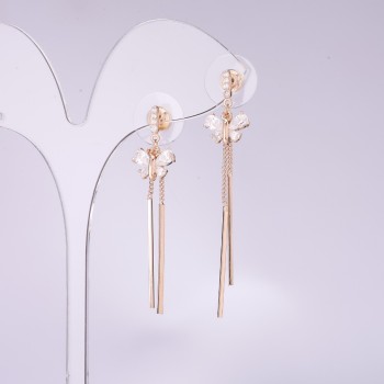 Long earrings, 925 Series 'Butterflies', 10 mm thick, 53 mm long, gold-plated