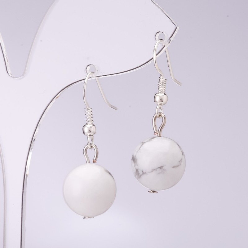 Kaholong earrings, diameter 12mm, length 34cm