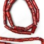 (Price per 100g.) Natural Red Coral Beads, Faceted Cylindrical Cut, Diameter 12 x 22-25 mm + - weight per strand from 350 g +