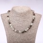 Moss Agate Necklace, hammered finish, bead diameter 6-10 mm, length 48 cm