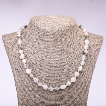 Rutilated quartz necklace with polished finish, 6-8 mm diameter, 48 cm length