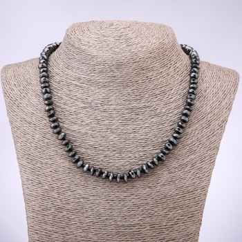Faceted hematite rondel bead necklace, diameter 8x4 mm, length 45 cm