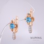 Sale! Xuping Earrings with Blue Stones, 20x10 mm, 18K Plating