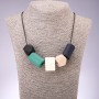 Geometry Necklace with Multicolored Wooden Beads, 45-70 cm, adjustable
