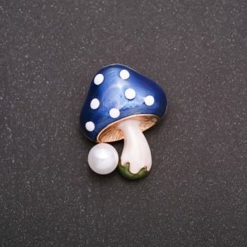 Discount! Fly Agaric Brooch 29x22 mm blue enamel yellow metal