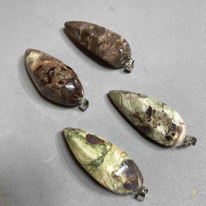 Pendant with natural Picasso Jasper stone 50x20mm (+-)