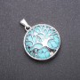 Pendant 'Tree' with green turquoise (imitation), diameter 27mm