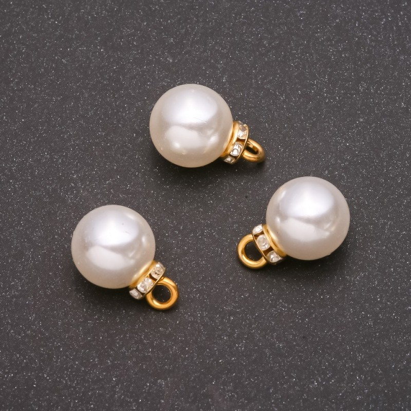 Pendant Finding 'Pearl' (plastic) Yellow metal 12x17 mm, hole diameter 1.8 mm, finish 10 pcs +